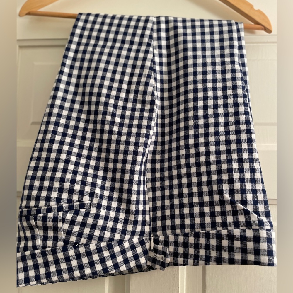 Navy and White Gingham Cropped Chatham Ankle Pants by Talbots